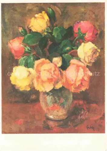 AK / Ansichtskarte FEHR Henri Kuenstlerkarte Geneve Rosen Roses Rose Vase 