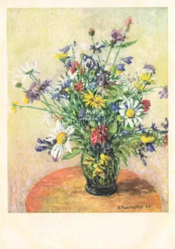 AK / Ansichtskarte MUNTWYLER H. A. Kuenstlerkarte Schweiz Wiesenblumen Vase 