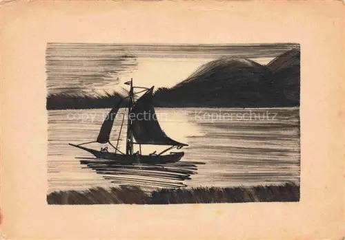 AK / Ansichtskarte Handgemalt hand-painted peint-a-la-main pintado-a-mano-- Segelboot 
