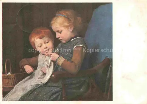 AK / Ansichtskarte ANKER Albert (1831-1910) Kuenstlerkarte Schweiz Die Strickstunde 