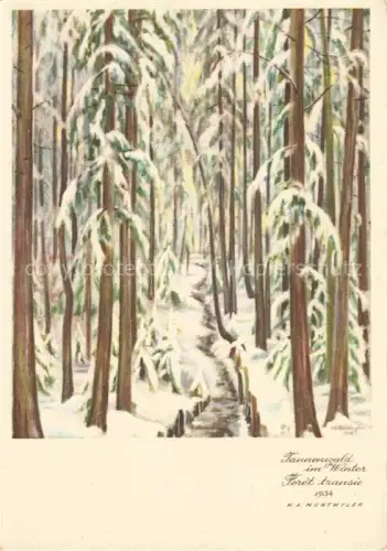AK / Ansichtskarte MUNTWYLER H. A. Kuenstlerkarte Schweiz Tannenwald im Winter 