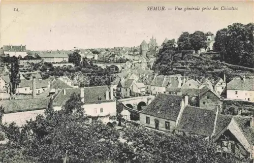 AK / Ansichtskarte SEMUR-EN-AUXOIS Montbard 21 Cote-d Or Chicottes Haeuser Daecher Tuerme Kirchturm Bruecke Baeume Altstadt