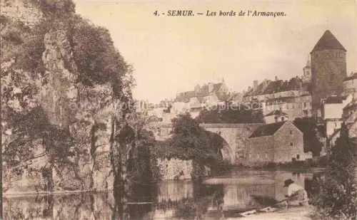 AK / Ansichtskarte SEMUR-EN-AUXOIS Montbard 21 Cote-d Or Armançon Bords-de-l Armançon Turm Felsen Fluss Bruecke Waescherin Altstadt