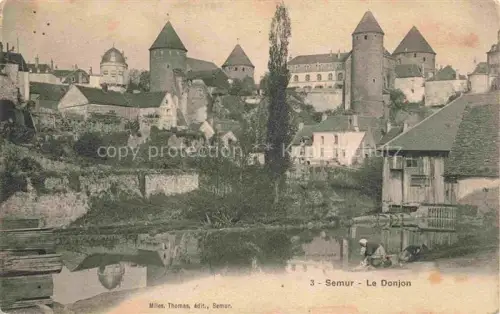 AK / Ansichtskarte SEMUR-EN-AUXOIS Montbard 21 Cote-d Or Donjon Tuerme Fluss Waschhaus Waescherin Baeume Spiegelung Mittelalter