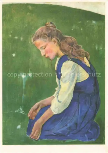 AK / Ansichtskarte HODLER Ferdinand (1853-1918) Kuenstlerkarte Knieendes Maedchen Jeune fille a genoux 