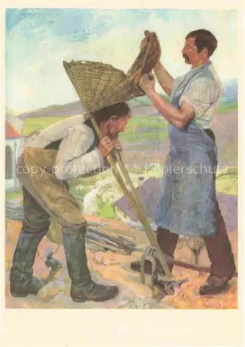 AK / Ansichtskarte JEANNERET Gustave Kuenstlerkarte Cressier Muehsame Arbeit im Rebberg 