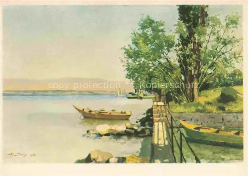 AK / Ansichtskarte IHLY Daniel (1854-1910) Kuenstlerkarte Am Genfersee an bord du Leman 