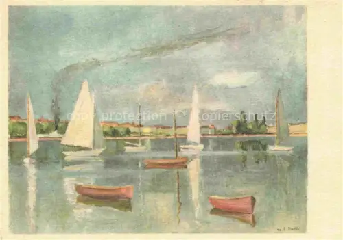 AK / Ansichtskarte MARTIN Eugene Kuenstlerkarte Geneve Segelschiffe Bateau voile