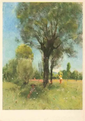 AK / Ansichtskarte PIGNOLAT Pierre (1838-1913) Kuenstlerkarte Geneve Baum in Blumenwiese 