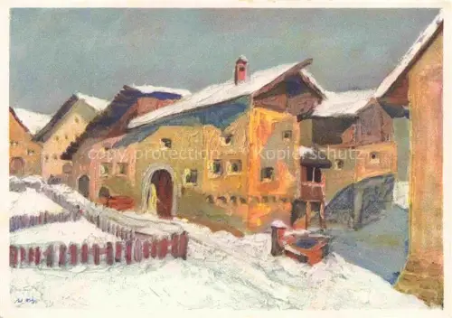 AK / Ansichtskarte WEY Antonio Kuenstlerkarte Luzern Engadinerhaeuser Zuoz Village engadinois 