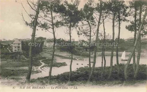 AK / Ansichtskarte Ile-de-Brehat Saint-Brieuc 22 Cotes-d Armor Port-Clos Hafen Segelboot Baeume Bai Haeuser