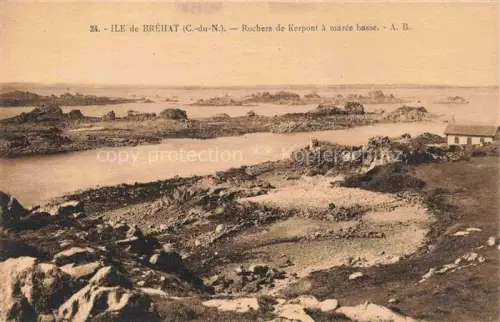 AK / Ansichtskarte Ile-de-Brehat Saint-Brieuc 22 Cotes-d Armor Rochers-de-Kerpont Ebbe Felsen Meer Panorama Haus