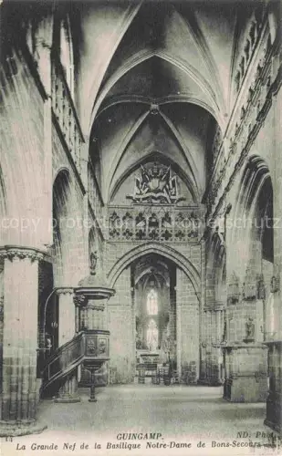 AK / Ansichtskarte GUINGAMP 22 Cotes-d Armor Basilique-Notre-Dame-de-Bons-Secours Grande-Nef Kirchenschiff Gotik Altar Kanzel