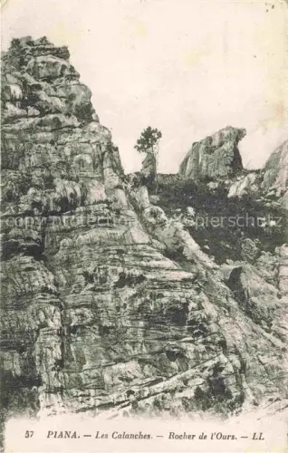AK / Ansichtskarte Piana Corse Ajaccio 2A Corse-du-Sud Calanches Rocher-de-l Ours Felsen Granit Baum Felsenformation
