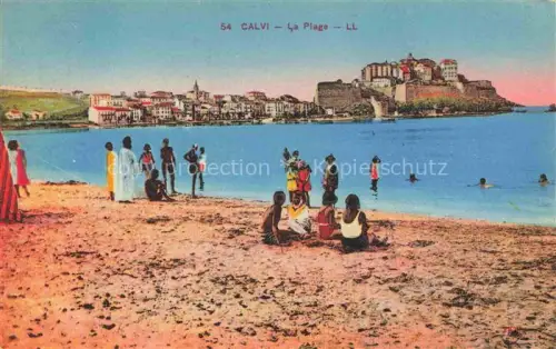 AK / Ansichtskarte Calvi 2B Haute-Corse Plage Strand Badende Zitadelle Stadt Meer
