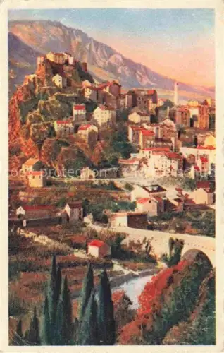 AK / Ansichtskarte Corte 2B Haute-Corse Festung Altstadt Berge Fluss Bruecke Zypresse Haeuser Huegel