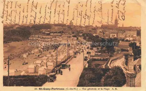 AK / Ansichtskarte Saint-Quay-Portrieux 22 Cotes-d Armor Plage Strand Badekabinen Kirche Haeuser Strasse Autos Promenade