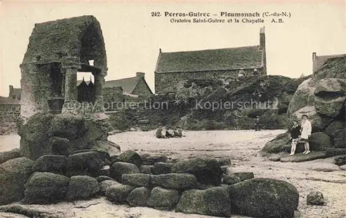 AK / Ansichtskarte Ploumanach Ploumanac h Perros-Guirec LANNION 22 Cotes-d Armor Oratoire-Saint-Guirec Chapelle Felsen Kueste Kinder Bretagne Granit