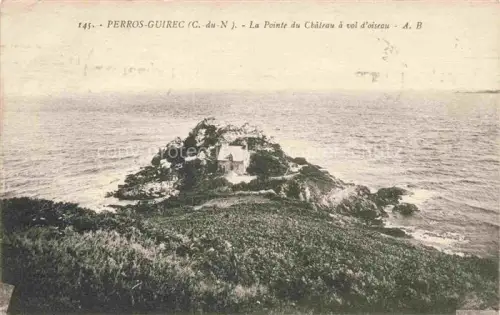 AK / Ansichtskarte PERROS-GUIREC Lannion 22 Cotes-d Armor Pointe-du-Château Felseninsel Gebaeude Meer Vegetation Kueste