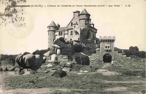 AK / Ansichtskarte Ploumanach Ploumanac h Perros-Guirec LANNION 22 Cotes-d Armor Château-de-Costaères Schloss Granitfelsen Turm Mauer Rue-du-Gazon Strasbourg