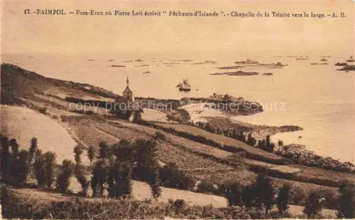 AK / Ansichtskarte Pors-Even PAIMPOL Saint-Brieuc 22 Cotes-d Armor Pors-Even Chapelle-de-la-Trinité Kueste Meer Segelschiff Felder Klippen