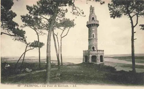 AK / Ansichtskarte PAIMPOL Saint-Brieuc 22 Cotes-d Armor Tour-de-Kerroch Turm Kiefern Kueste Meer Aussichtsturm Heiligenfigur