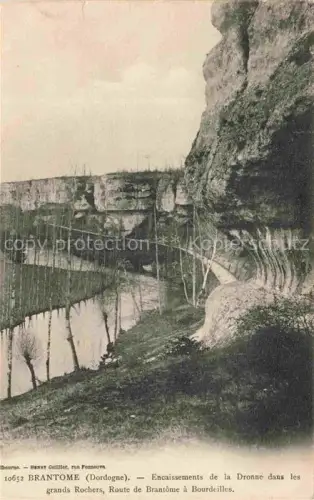 AK / Ansichtskarte Brantome Perigueux 24 Dordogne Dronne Felsen Schlucht Route-de-Brantôme-à-Bourdeilles Weg Baeume Fluss