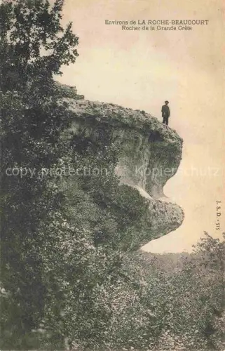 AK / Ansichtskarte La Roche-Beaucourt Rochebeaucourt-et-Argentine Nontron 24 Dordogne Rocher-de-la-Grande-Crête Felsen Mann Wald Aussicht Klippe