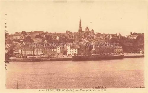 AK / Ansichtskarte Treguier Cotes d Armor Lannion 22 Cotes-d Armor Hafen Fluss Haeuser Kirchturm Altstadt Uferpromenade Boote
