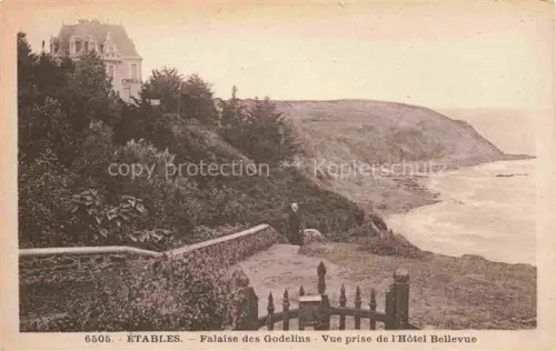 AK / Ansichtskarte Etables-sur-Mer Saint-Brieuc 22 Cotes-d Armor Falaise-des-Godelins Hôtel-Bellevue Kueste Klippen Meer Villa Garten