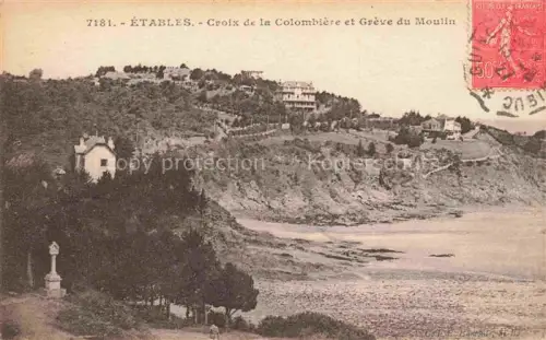 AK / Ansichtskarte Etables-sur-Mer Saint-Brieuc 22 Cotes-d Armor Croix-de-la-Colombière Grève-du-Moulin Kreuz Klippen Bucht Villen Baeume