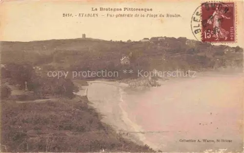 AK / Ansichtskarte Etables-sur-Mer Saint-Brieuc 22 Cotes-d Armor Plage-du-Moulin Bucht Strand Meer Huegel Turm Haeuser Baeume