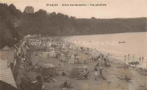 AK / Ansichtskarte Etables-sur-Mer Saint-Brieuc 22 Cotes-d Armor Grève-des-Godelins Strand Badegaeste Zelte Strandkoerbe Bucht Klippen Villa