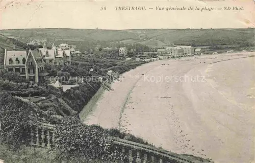 AK / Ansichtskarte Trestraou Perros-Guirec Lannion 22 Cotes-d Armor Plage Strand Villen Haeuser Kueste Felder Vogelperspektive