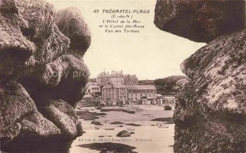 AK / Ansichtskarte Tregastel LANNION 22 Cotes-d Armor Hôtel-de-la-Mer Castel-Ste-Anne Felsen Kueste Meer Strand