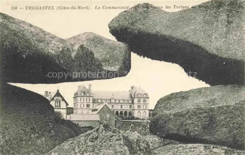 AK / Ansichtskarte Tregastel LANNION 22 Cotes-d Armor Communauté Granitfelsen Tortues-de-Bonne-Aventure Klostergebaeude Kueste Baeume