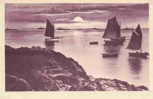 AK / Ansichtskarte Saint-Quay-Portrieux 22 Cotes-d Armor Estuaire-du-Nord Segelboote Meer Sonnenuntergang Felsen Kueste Abendstimmung