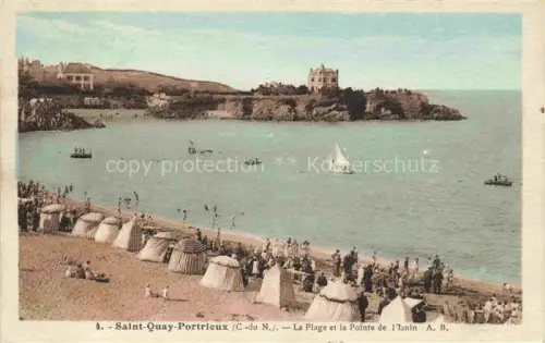 AK / Ansichtskarte Saint-Quay-Portrieux 22 Cotes-d Armor Strand Zelte Pointe-de-l Isnin Segelboot Badegaeste Kueste Villa