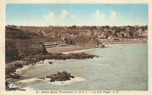AK / Ansichtskarte Saint-Quay-Portrieux 22 Cotes-d Armor Les-deux-Plages Strand Kueste Meer Felsen Ortschaft Haueser