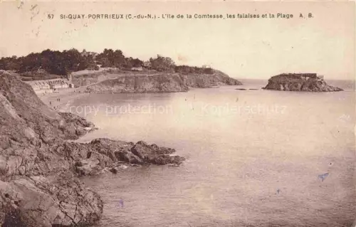 AK / Ansichtskarte Saint-Quay-Portrieux 22 Cotes-d Armor Ile-de-la-Comtesse Falaises Plage-A-B Felsen Bucht Meer Insel