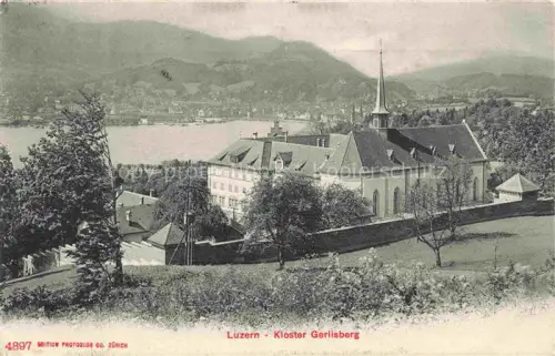 AK / Ansichtskarte LUZERN  LU Kloster-Gerlisberg See Kirche Turm Berge Baeume Vierwaldstaettersee Panorama