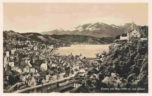 AK / Ansichtskarte LUZERN  LU Rigi Guetsch See Stadtpanorama Reuss Kirchenturm Berge Wald Hotel
