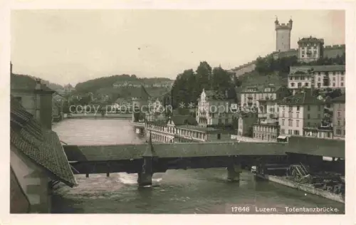 AK / Ansichtskarte LUZERN  LU Totentanzbruecke Kapellbruecke Reuss Wasserturm Museggtuerme Bruecke Fluss Altstadt