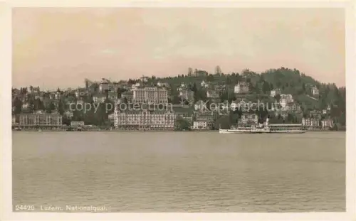 AK / Ansichtskarte LUZERN  LU Nationalquai See Dampfer Hotel Villen Ufer Wasser Panorama