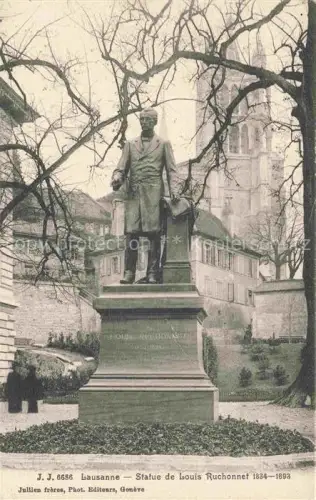 AK / Ansichtskarte LAUSANNE VD Statue-Louis-Ruchonnet Denkmal Kathedrale Baeume Park Skulptur