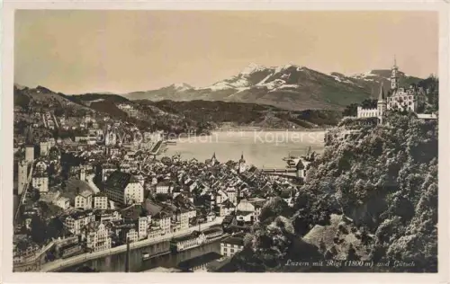 AK / Ansichtskarte LUZERN  LU Rigi Guetsch Vierwaldstaettersee Stadtpanorama Berge Kirchturm Schloss Vogelperspektive