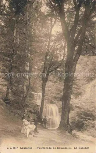 AK / Ansichtskarte LAUSANNE VD Promenade-de-Sauvabelin Cascade Wasserfall Wald Baeume Frauen Kinder