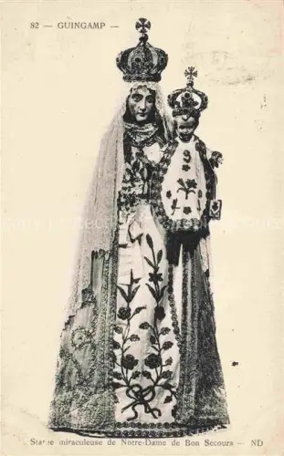 AK / Ansichtskarte GUINGAMP 22 Cotes-d Armor Notre-Dame-de-Bon-Secours Madonna Krone Jesuskind Schleier Marienfigur Statue