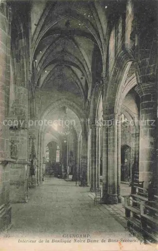 AK / Ansichtskarte GUINGAMP 22 Cotes-d Armor Basilique-Notre-Dame-de-Bons-Secours Kircheninnenraum Gotik Saeulen Gewoelbe Kirchenbaenke