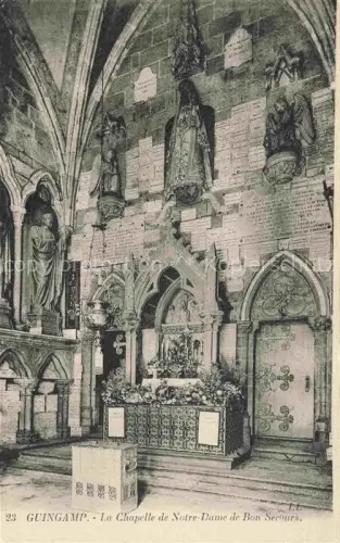 AK / Ansichtskarte GUINGAMP 22 Cotes-d Armor Chapelle-Notre-Dame-de-Bon-Secours Altar Votivtafeln Statuen Kircheninnenraum Marienfigur